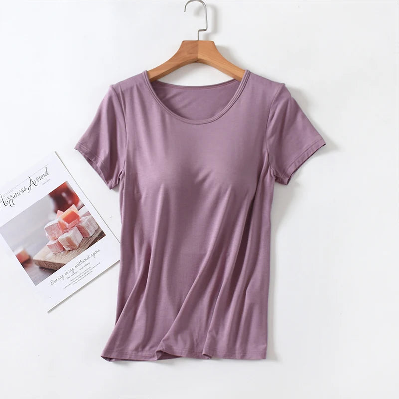 Blusa Velina™ com Bojo Interno, Manga Curta e Modelagem Ajustada