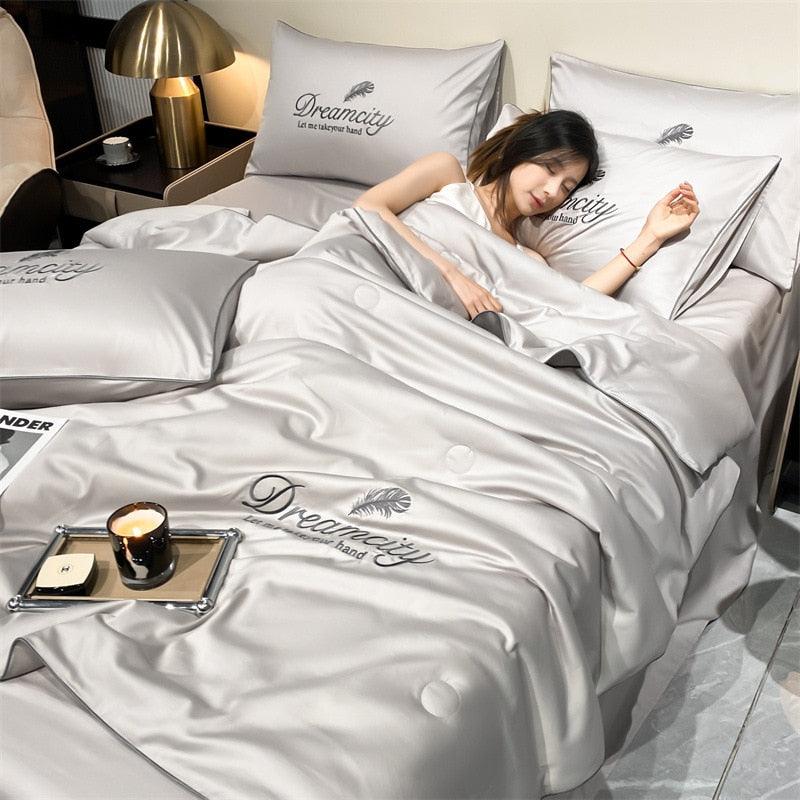 Conjunto Acetinado DreamCity™ de Cobertor + Fronhas / Deite-se com o máximo de maciez e conforto! - ModernLar