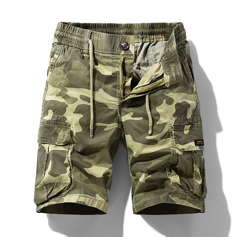 Bermuda Bravik™ com Estampa Camuflada, Cós Ajustável e Bolsos Cargo.
