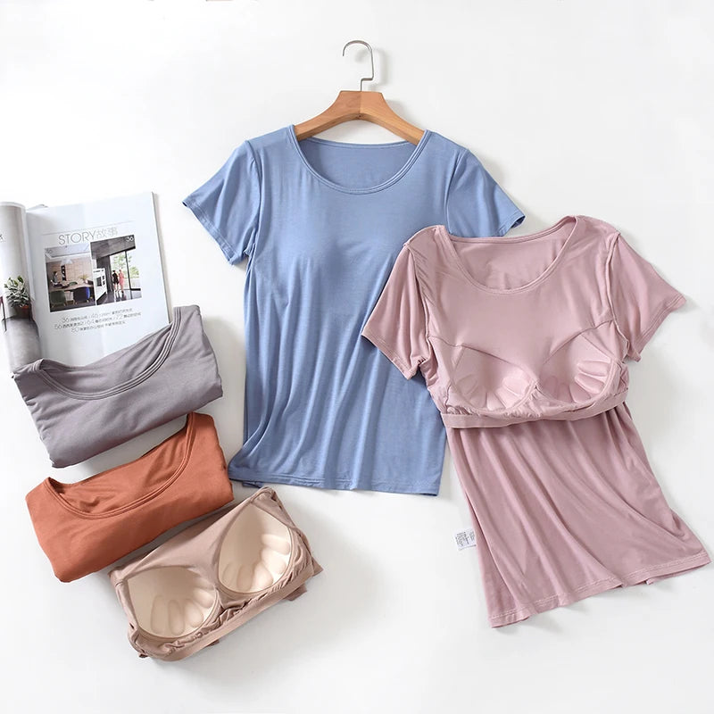 Blusa Velina™ com Bojo Interno, Manga Curta e Modelagem Ajustada