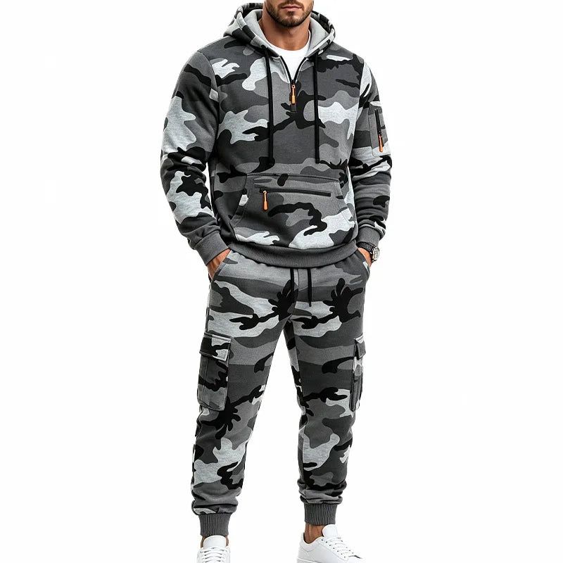 Conjunto Camuflado Salerno™ com Blusa de Capuz e Calça Cargo