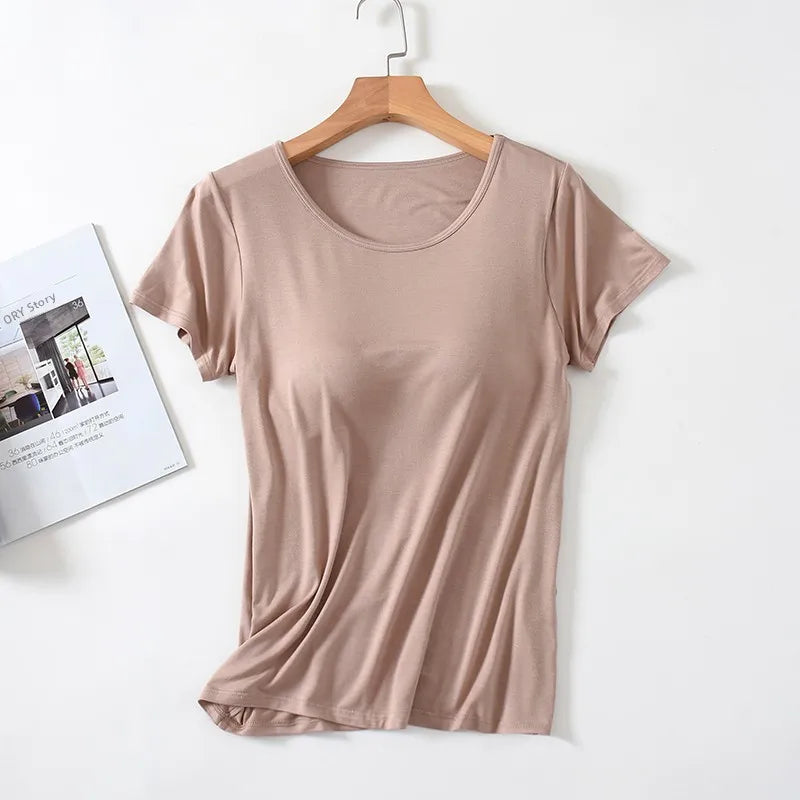 Blusa Velina™ com Bojo Interno, Manga Curta e Modelagem Ajustada