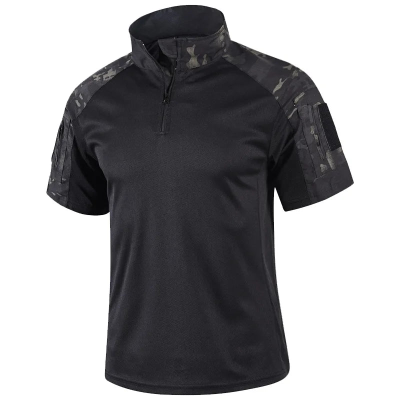 Camiseta Kaiven™ com Recortes Camuflados e Gola com Zíper / Um Visual Tático Que Traz Mais Presença Ao Casual