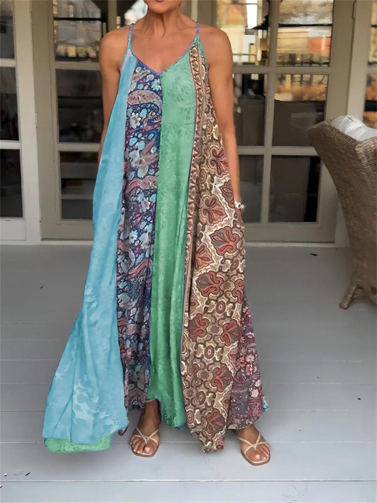 Vestido Boho Santa Monica™ com Caimento Fluido e Estampas Exclusivas / Elegância Despojada e Conforto em Cada Movimento!