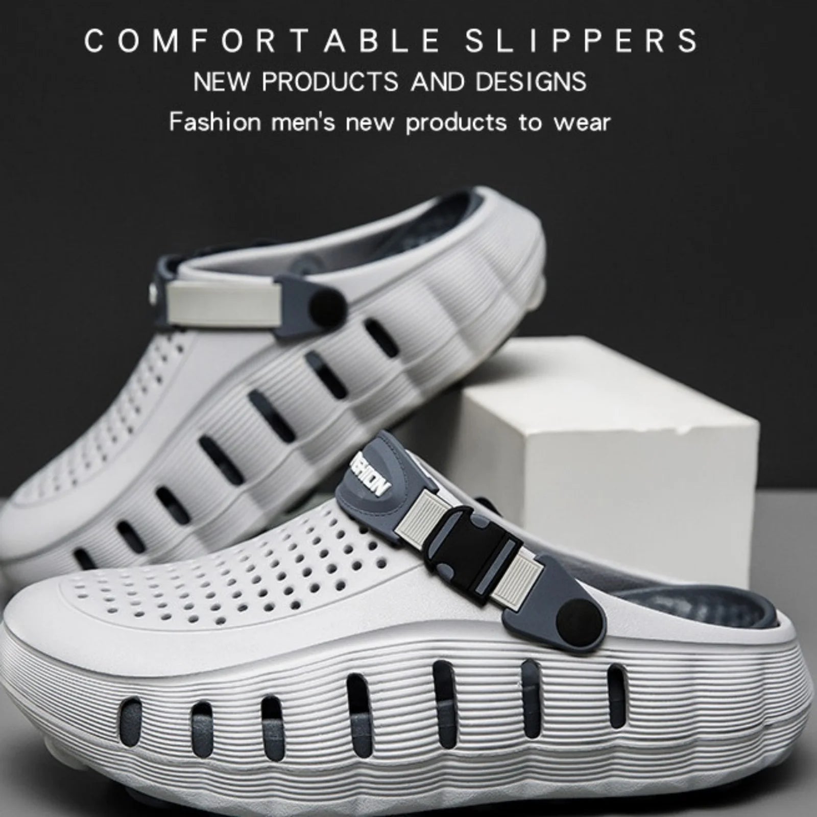 Clog Masculino Orven™ Com Cabedal Perfurado, Tira Ajustável E Solado Plataforma