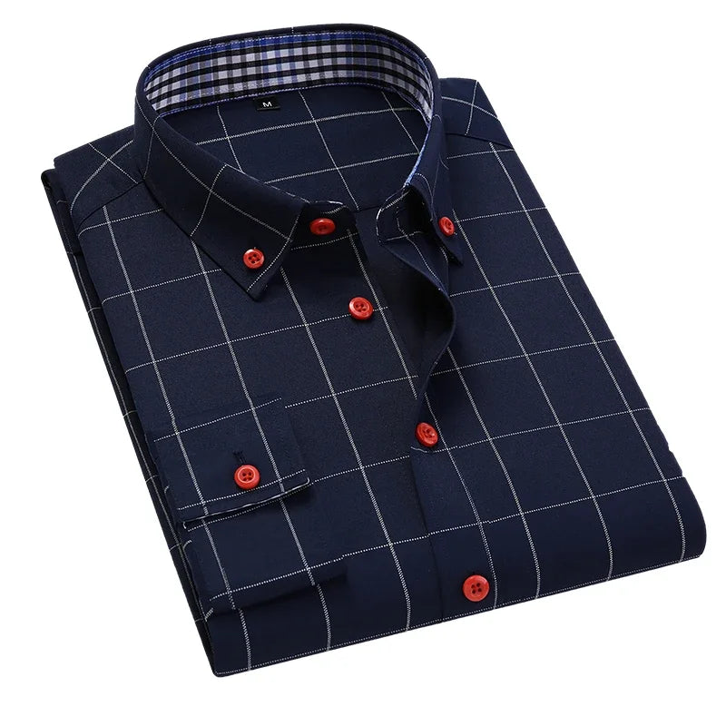 Camisa Alaric™ com Forro Interno Xadrez e Visual Social Casual / Um Clássico Masculino com Presença Refinada
