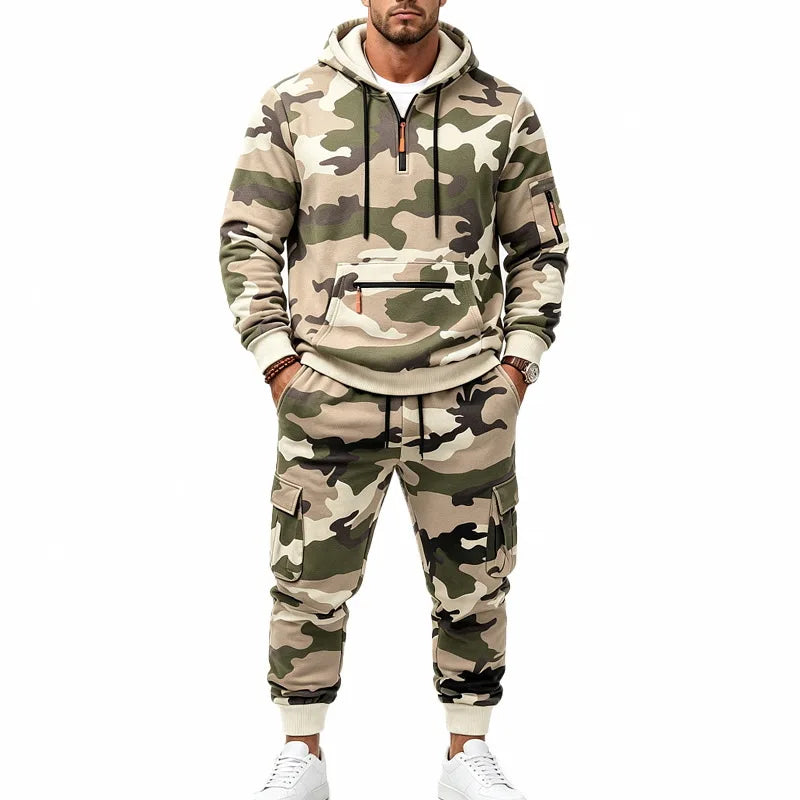 Conjunto Camuflado Salerno™ com Blusa de Capuz e Calça Cargo