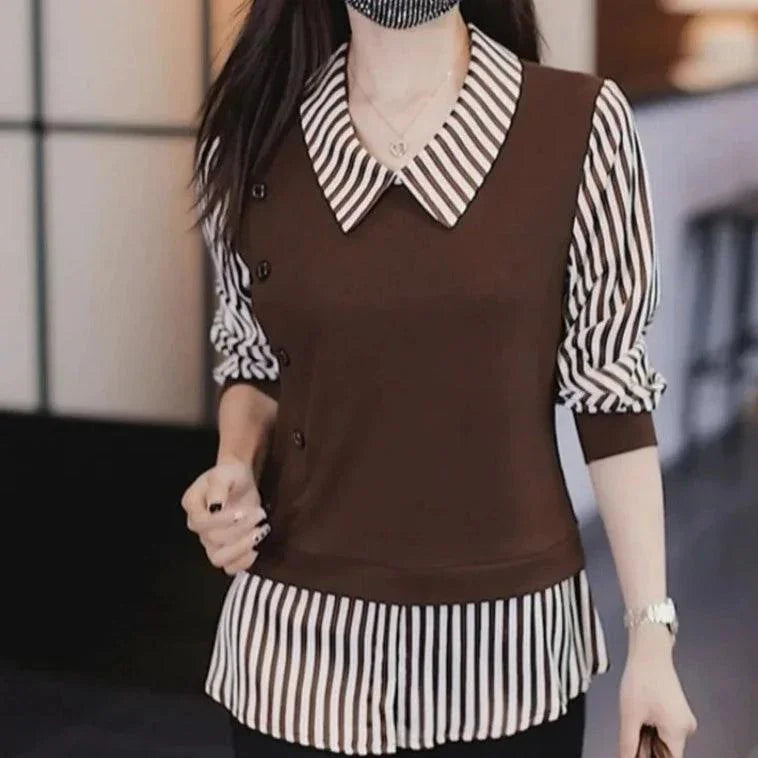 Blusinha Social Marissa™ - Elegância Singular / Design com Ilusão de Camadas! - ModernLar