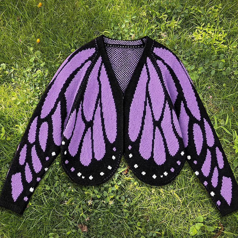 Cardigan Farfallia™ Em Tricô Texturizado com Modelagem Inspirada em Asas de Borboleta / Movimento E Personalidade Em Cada Detalhe
