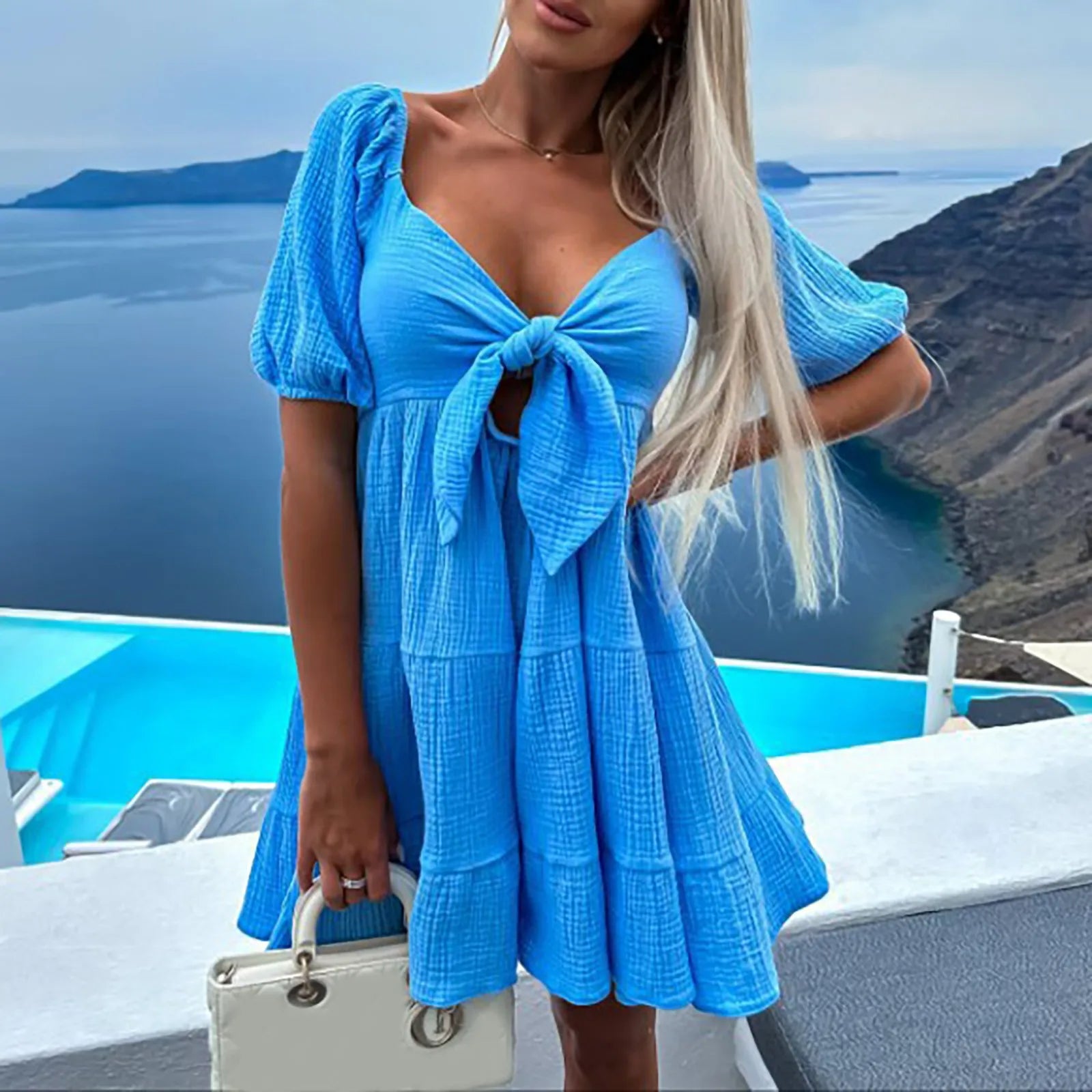 Vestido Milady™ com Babados em Camadas e Laço Frontal / O Charme Perfeito para Dias Inesquecíveis!
