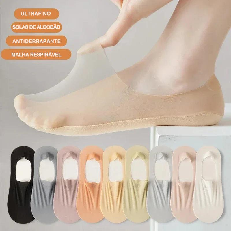 [COMPRE 5 E GANHE MAIS 5 PARES] Meias Invisíveis Super Respiráveis Conforto Perfeito™ / Sem Machucar, Sem Transpirar, Sem Escorregar!