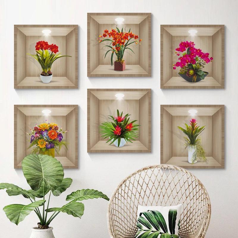 Kit com 6 Quadros Adesivos VivaDécor™ de PVC com Efeito 3D / Transform