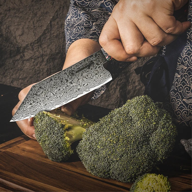 Faca Garra de Águia™ Estilo Bunka com Lâmina de Aço Damasco e Cabo em Resina / Precisão e Força em Suas Mãos