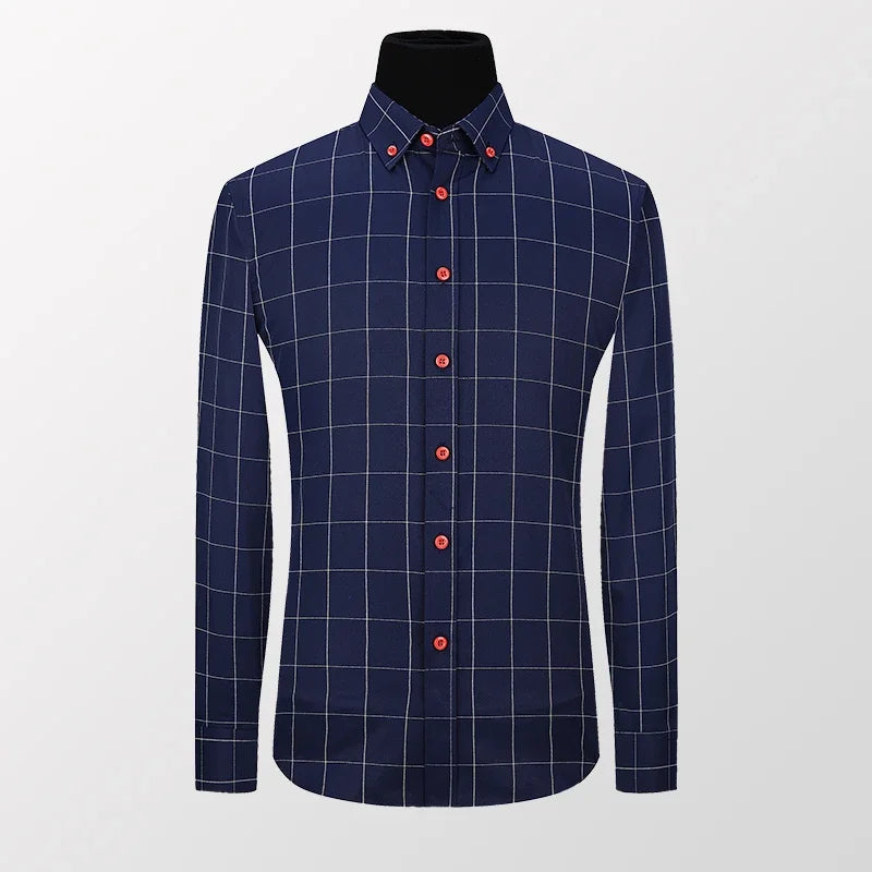 Camisa Alaric™ com Forro Interno Xadrez e Visual Social Casual / Um Clássico Masculino com Presença Refinada