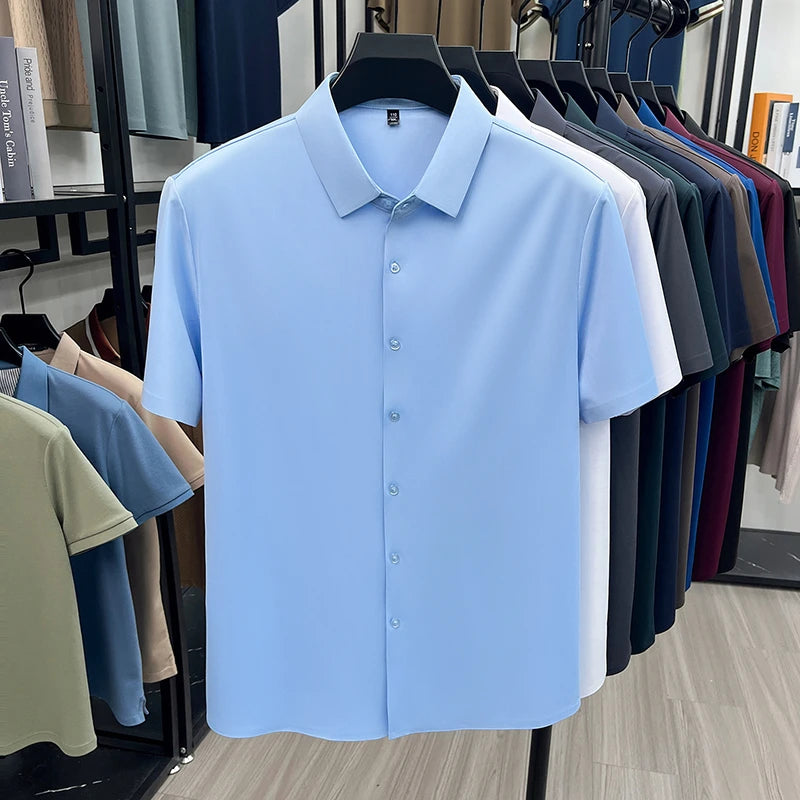 Camisa Calvero™ com Tecido Flexível de Toque Fresco, Gola Clássica e Botões Frontais