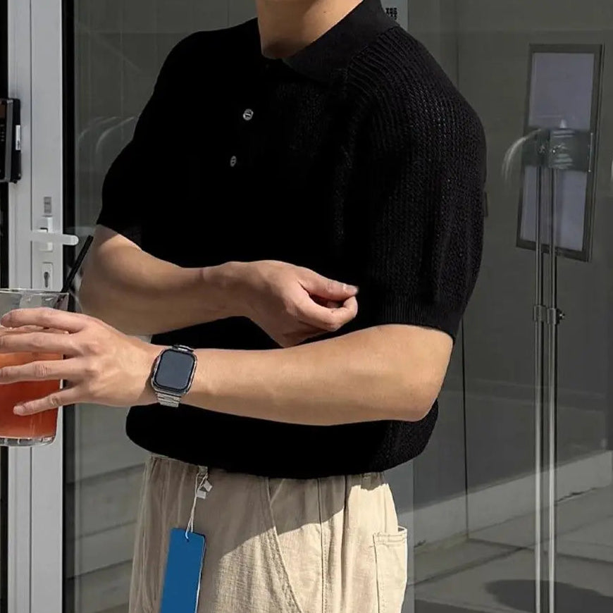 Polo Varello™ em Malha Texturizada com Gola Clássica