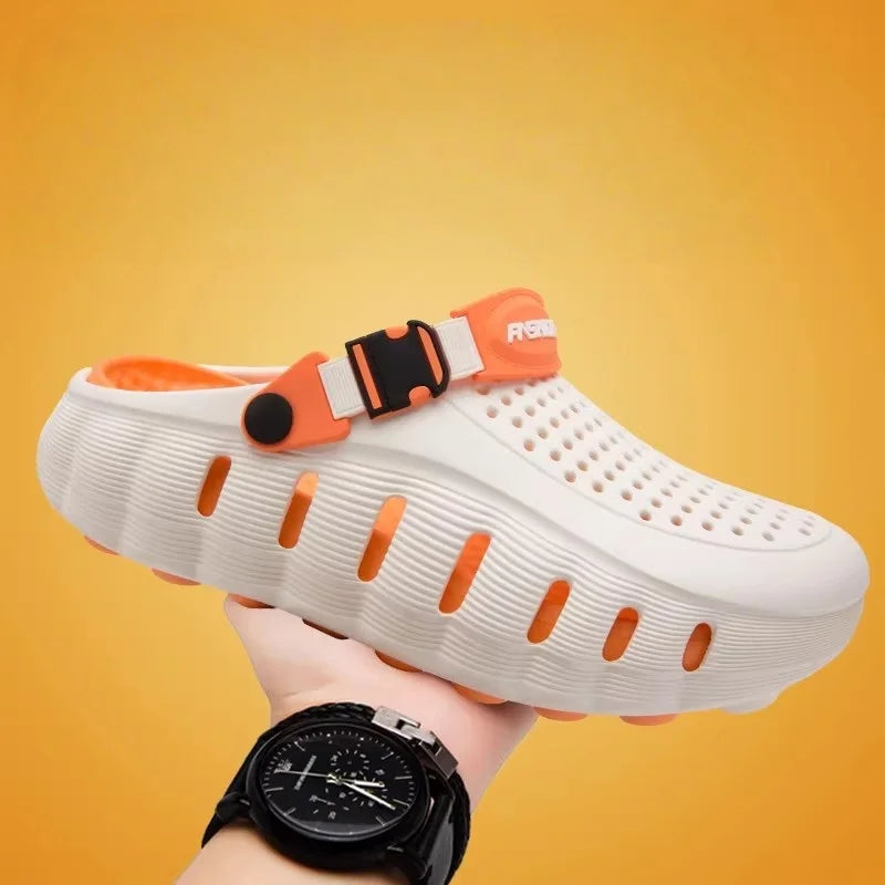 Clog Masculino Orven™ Com Cabedal Perfurado, Tira Ajustável E Solado Plataforma