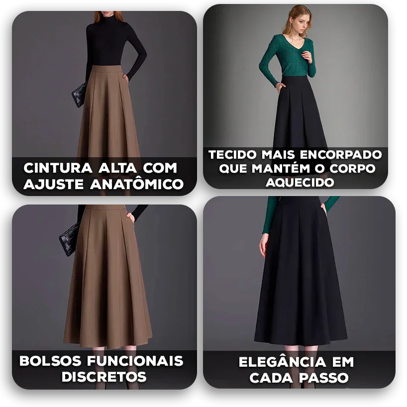 Saia Júlia™ em Malha Confort com Caimento Estruturado / Charme e Versatilidade para os Dias Frios!
