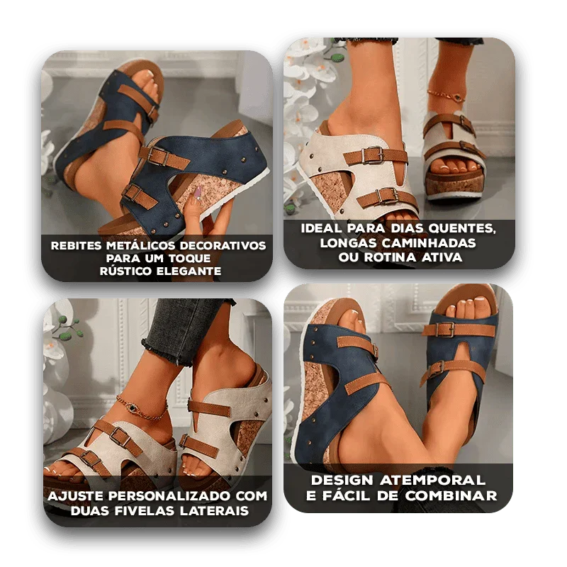 Sandália Plataforma Dalila™ com Palmilha Anatômica e Solado Natural / Estilo e Leveza para Seus Passos Diários!