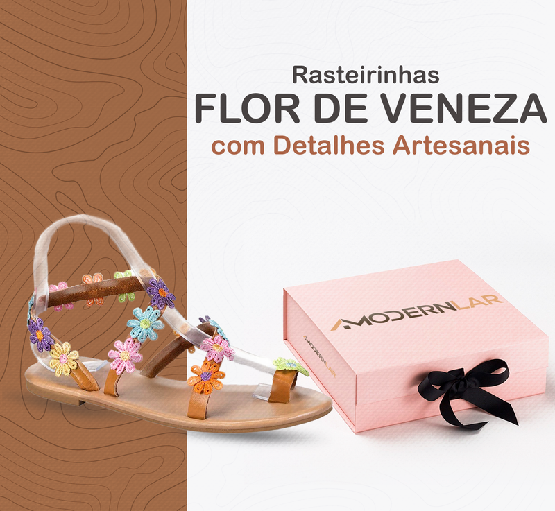 (Compre 2 e Leve 3) Kit de Rasteirinhas Flor de Veneza™ com detalhes Artesanais / A Leveza e o Frescor que seus pés Merecem!
