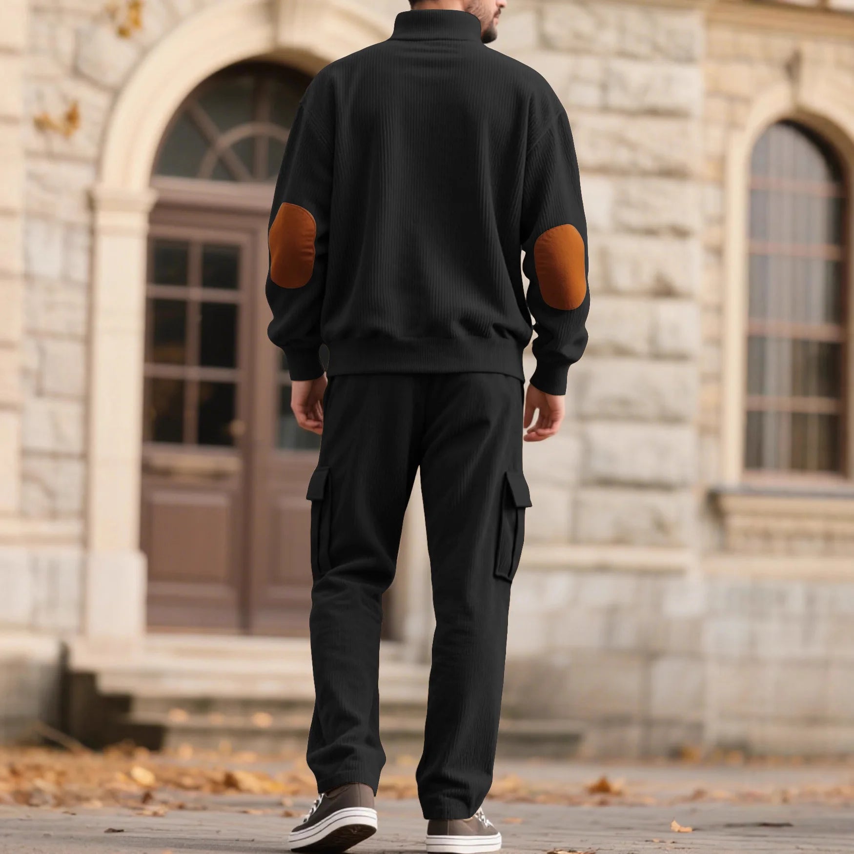 Conjunto Lars™ em Malha Texturizada Premium com Blusa Gola Alta Abotoada