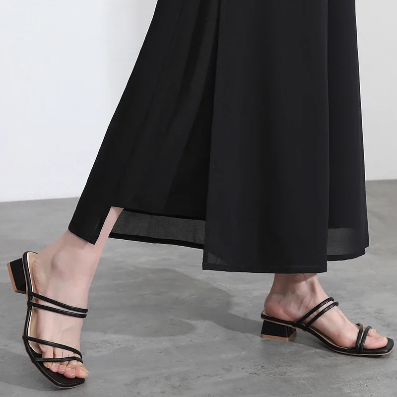 Calça Diva Natural™ Pantalona com Sobreposição Fluida