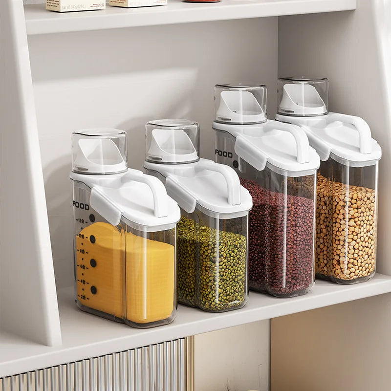 Kit de 3 Potes Herméticos Modern Lar™ com Dosador Inteligente / Praticidade e Organização para Sua Cozinha!