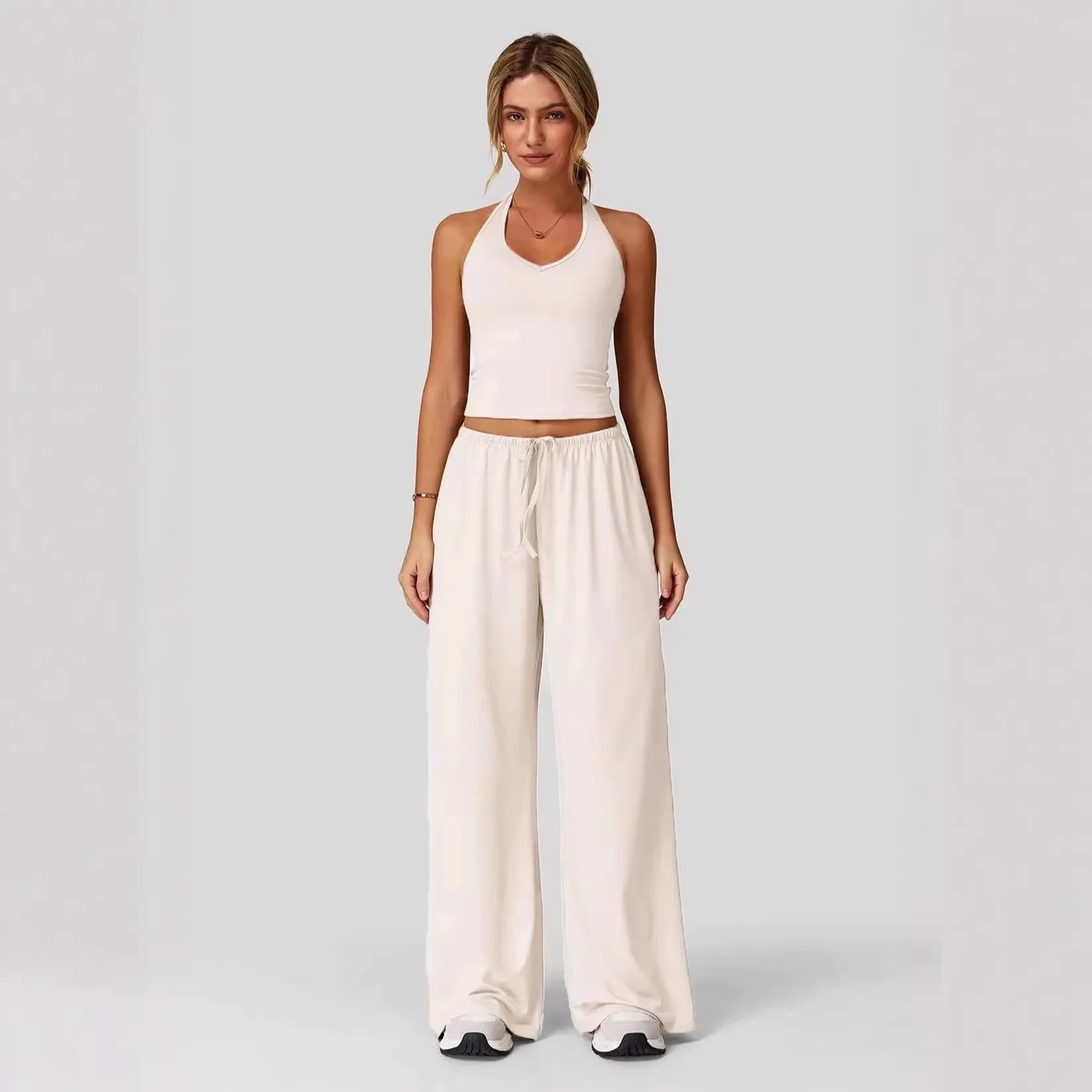 Conjunto Lunary™ Com Top Minimalista e Calça Pantalona