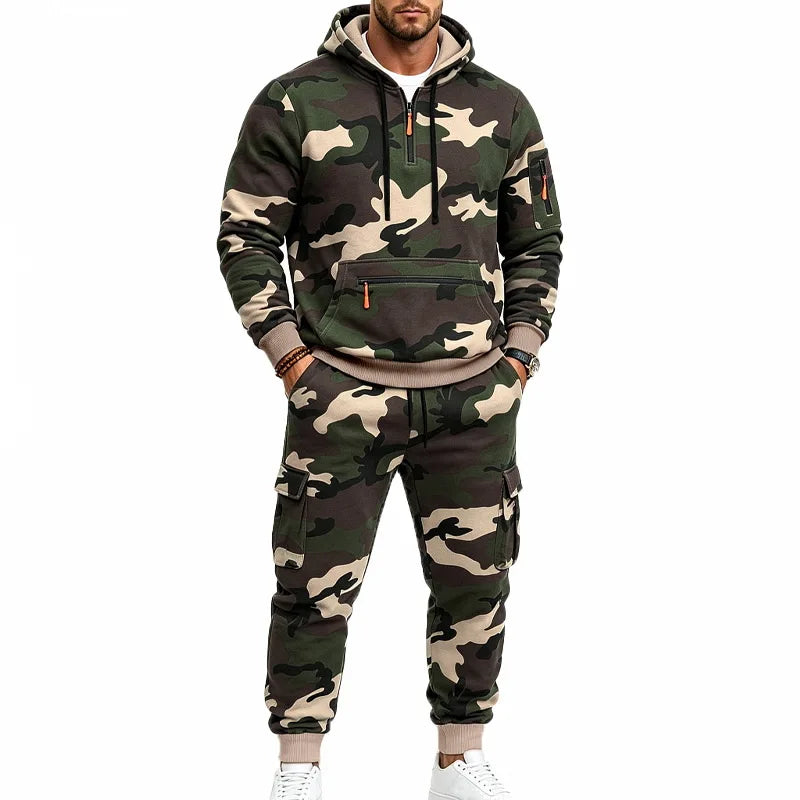Conjunto Camuflado Salerno™ com Blusa de Capuz e Calça Cargo