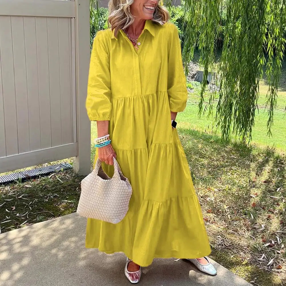 Vestido Margot™ em Algodão Premium com Gola Charmosa e Saia em Camadas / Minimalismo Romântico que Nunca Sai de Moda!