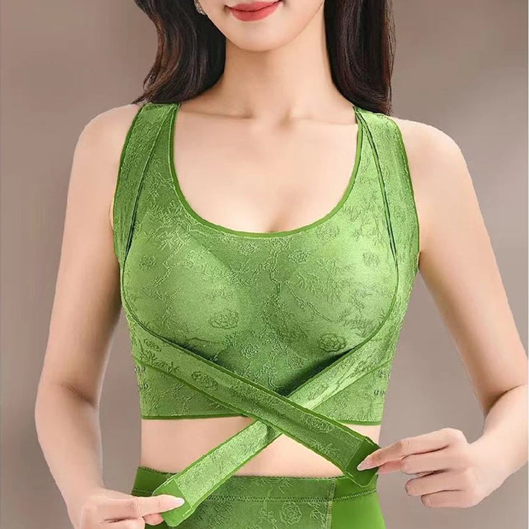 Top Modelador Lioren™ com Faixa Transpassada Ajustável e Textura Floral em Relevo