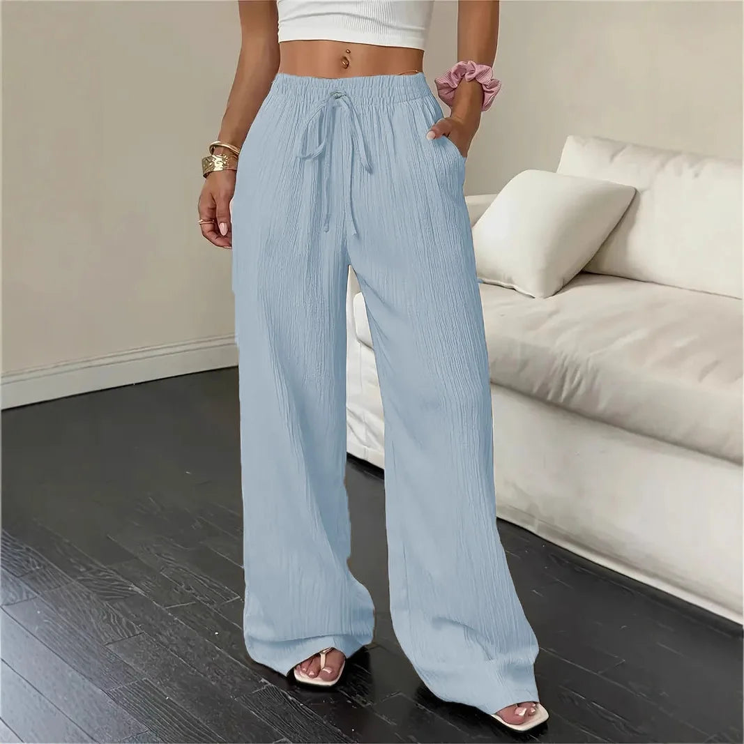 Calça Marelle™ com Cordão Ajustável e Caimento Pantalona