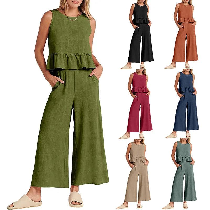Conjunto BellaVista™ em Viscose Premium com Babados / Elegância e Conforto para Todos os Momentos!