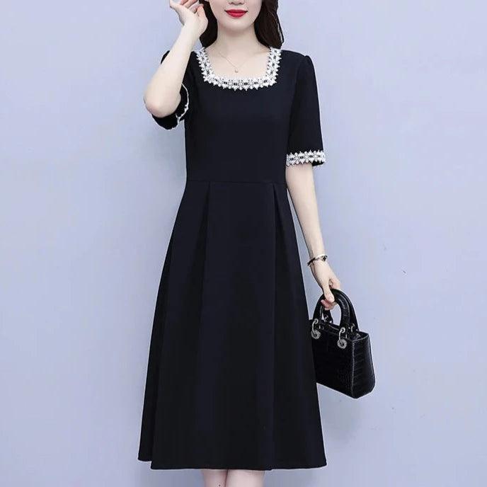 Vestido BellaFlora™ com Detalhes em Renda nas Mangas e Gola / Uma peça-chave para um visual deslumbrante. - ModernLar