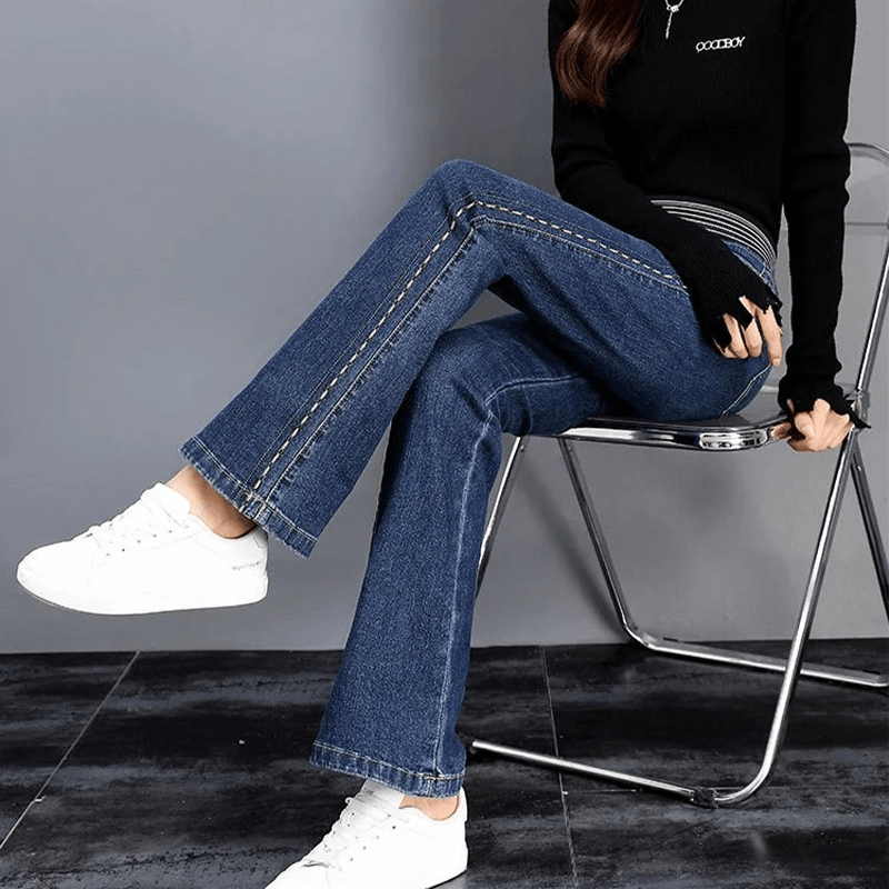 Jeans de cintura alta feminino estilo coreano, venda quente da moda, slim,  todos os estilos, calças