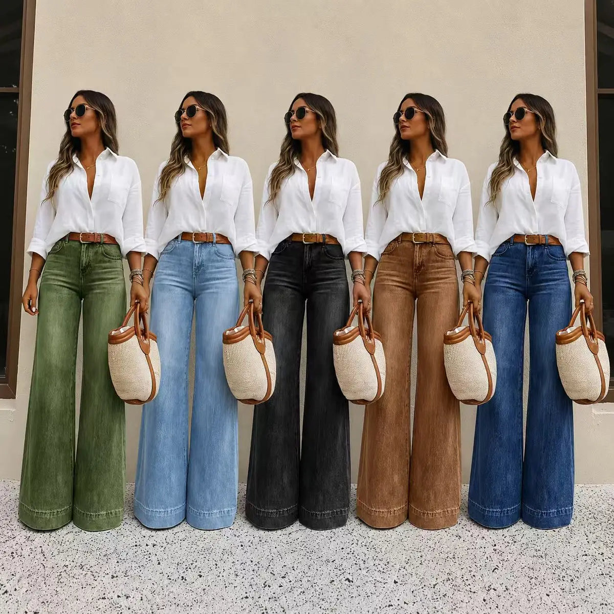 Calça Jeans Ravella™ com Cintura Alta, Modelagem Pantalona e Lavagem Vintage
