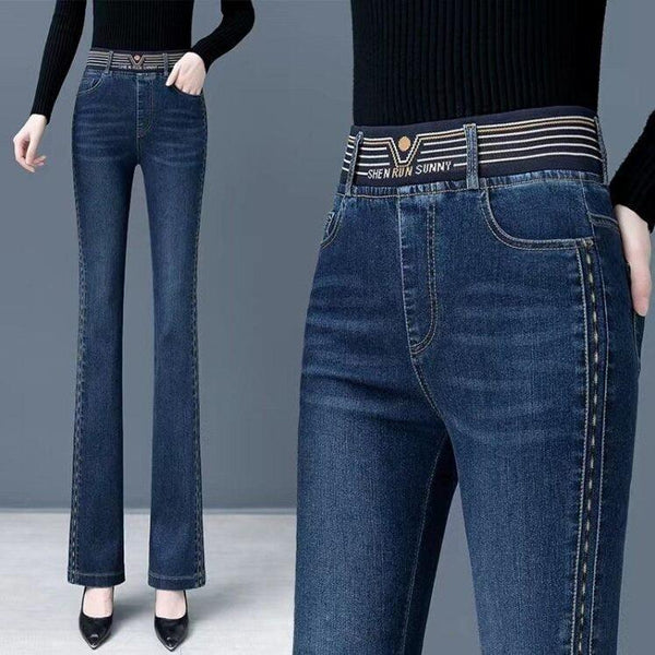 Calça Jeans Flare Amélia™ com Cintura Alta Elástica / A Calça da Mulhe