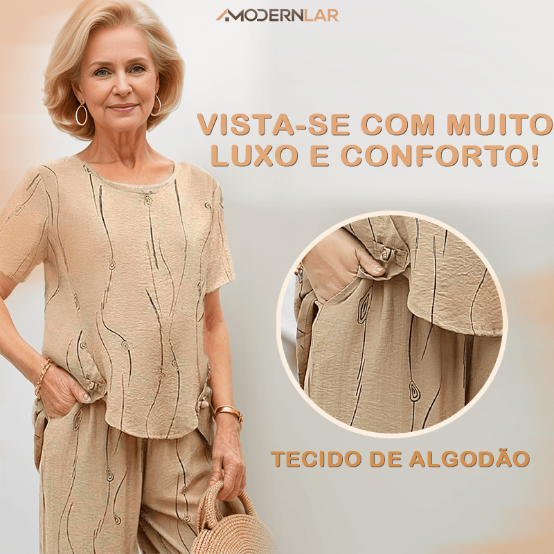 Conjunto Charmie™ Camiseta + Calça / Um Mix Perfeito de Requinte, Conforto e Estilo! - ModernLar