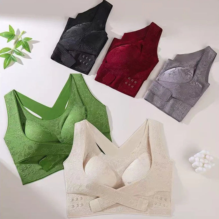 Top Modelador Lioren™ com Faixa Transpassada Ajustável e Textura Floral em Relevo