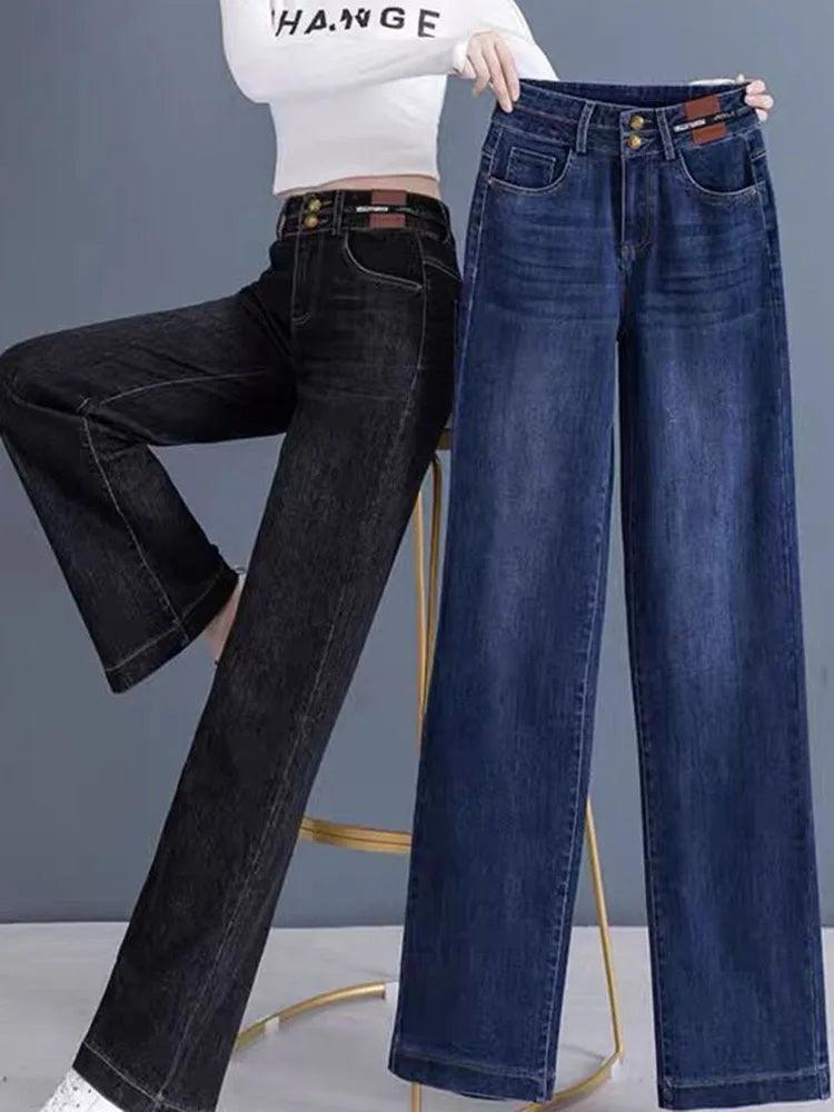 Calça Clara™ em Jeans Premium com Corte Reto e Cós Alto / Realce Suas Curvas com Conforto e Elegância Atemporal!