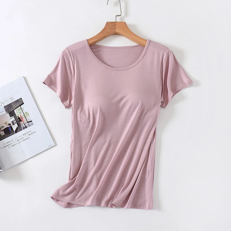 Blusa Velina™ com Bojo Interno, Manga Curta e Modelagem Ajustada