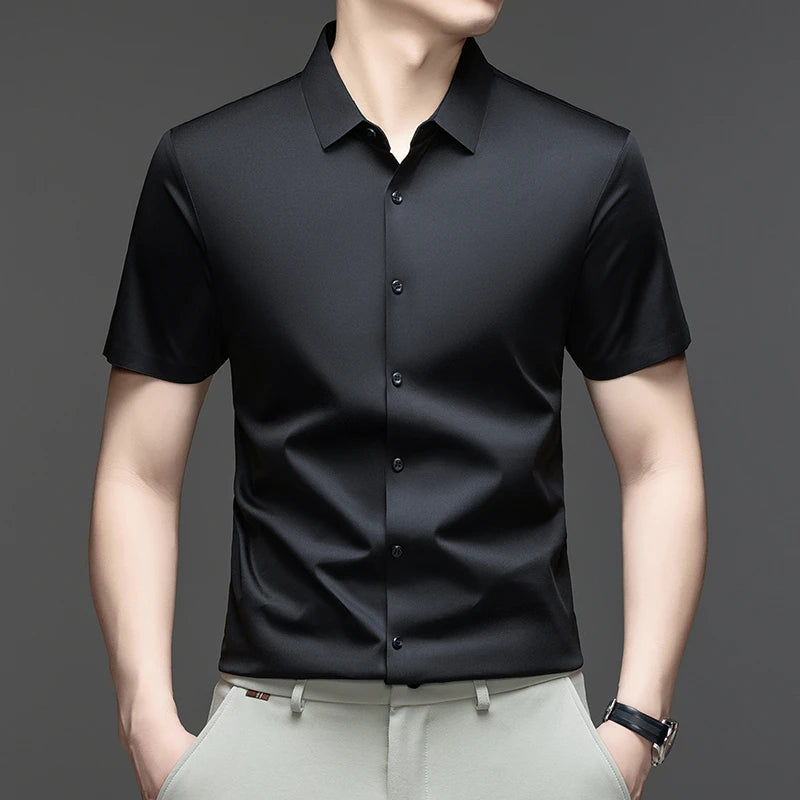 Camisa Calvero™ com Tecido Flexível de Toque Fresco, Gola Clássica e Botões Frontais