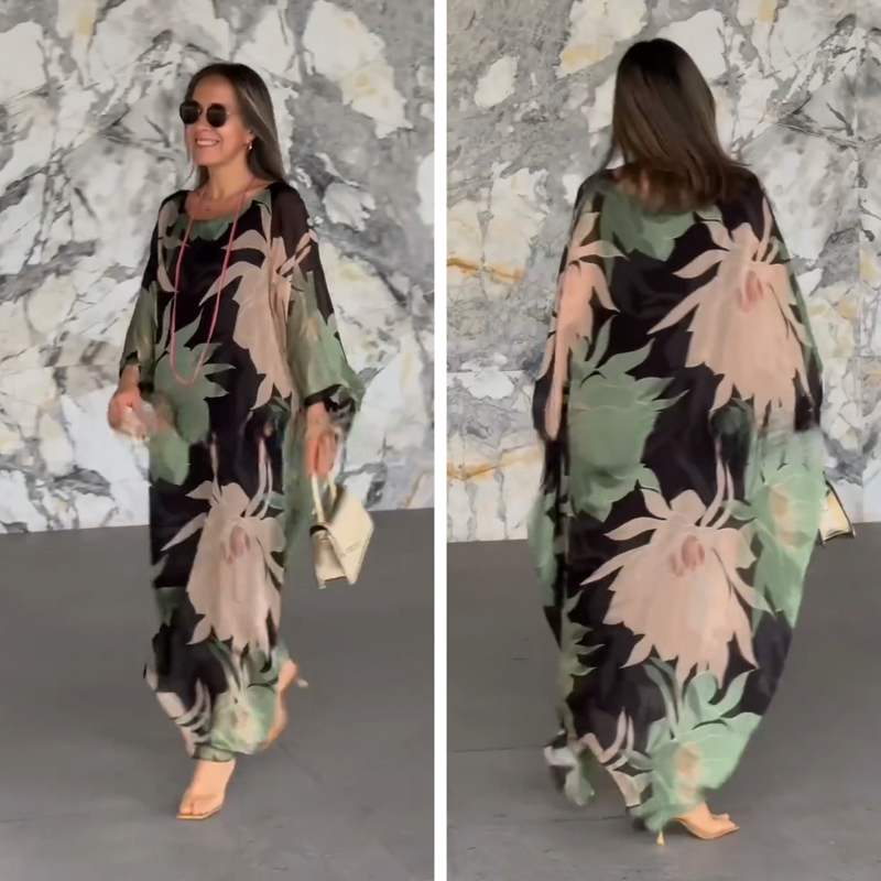 Vestido Flor da Amazônia™ em Tecido Leve com Estampas Tropicais / Sofisticação e Frescor Inspirados na Natureza!