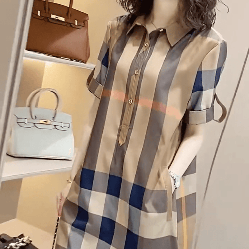 Vestido Casual Soltinho Luara™ com Gola Clássica e Estampa que nunca sai de Moda!