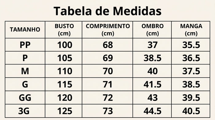 Guia de Tamanhos