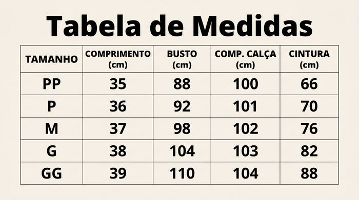 Guia de Tamanhos