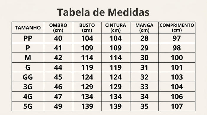 Guia de Tamanhos