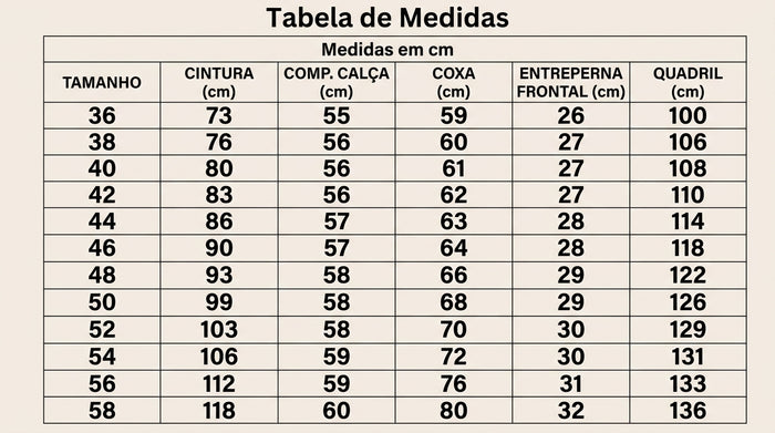 Guia de Tamanhos
