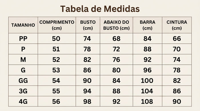 Guia de Tamanhos