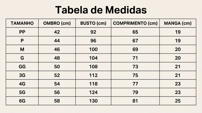 Guia de Tamanhos